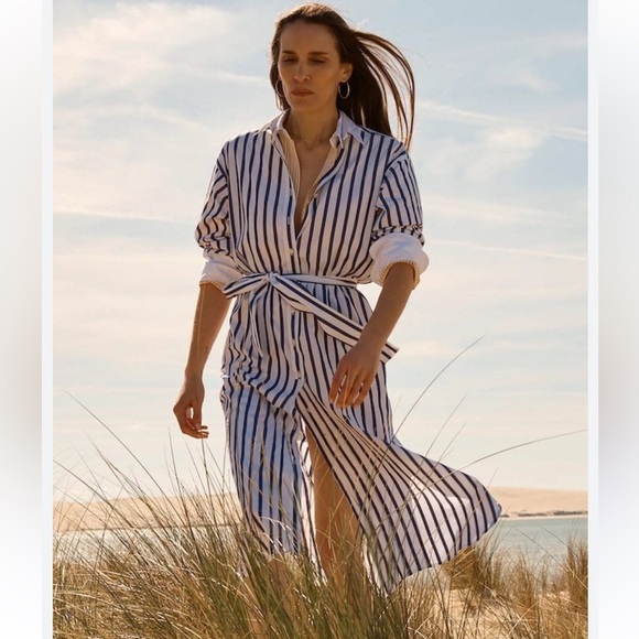 J. Crew x Marie Marot Striped Button Down Shirt Dress size 00 NEW - Picture 1 of 10